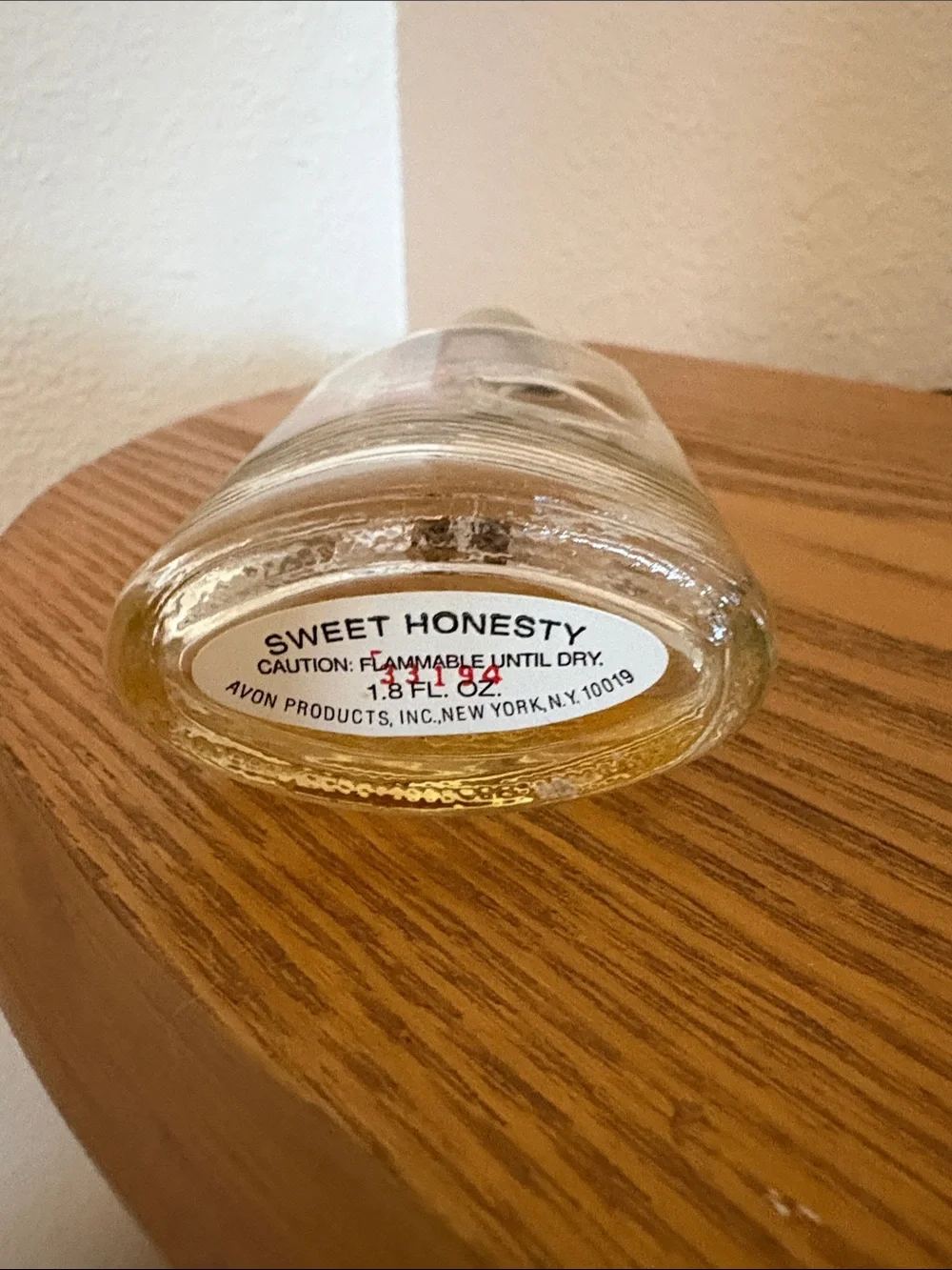 Avon Sweet Honesty Bottle in Gold and Pink Accents